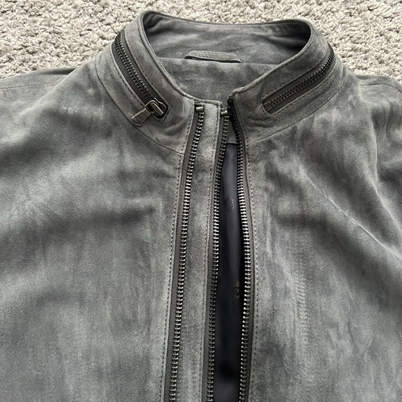 John Varvatos Gray Suede Biker Jacket - Men’s Size Medium - 2019 Collection - Picture 2 of 8